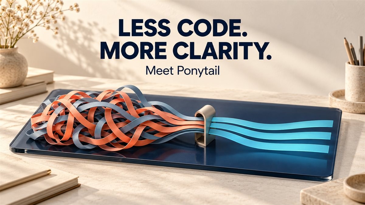 An editorial illustration of Ponytail's approach: reduce unnecessary complexity while preserving the complete solution.