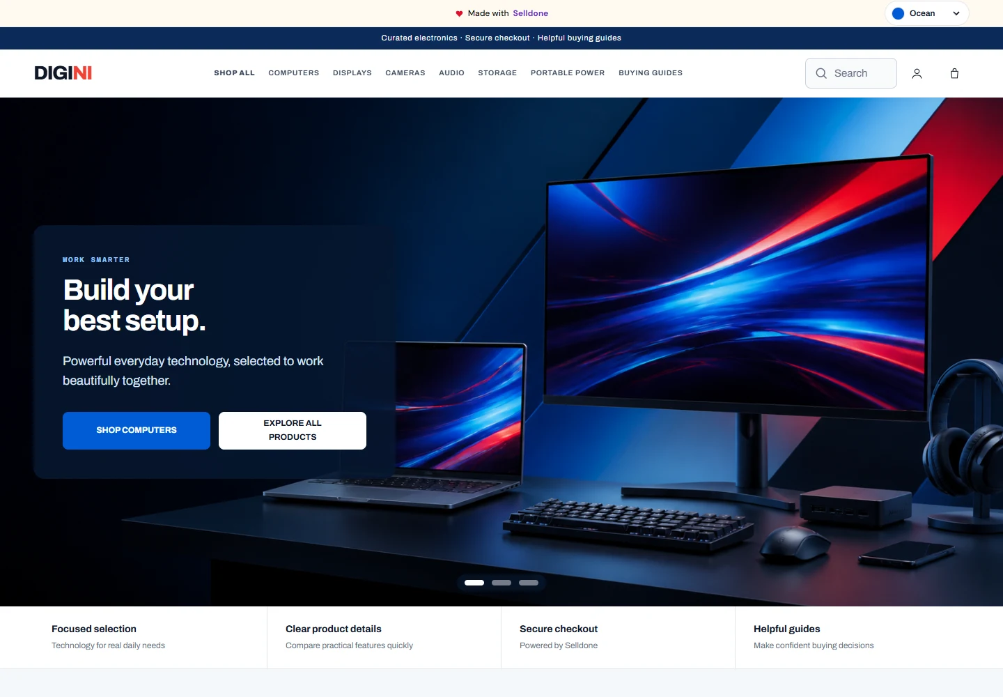 Digini Consumer electronics ecommerce storefront preview