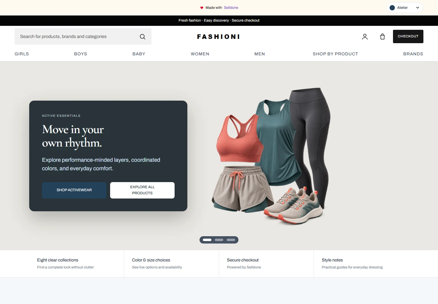 Fashioni Fashion ecommerce storefront preview