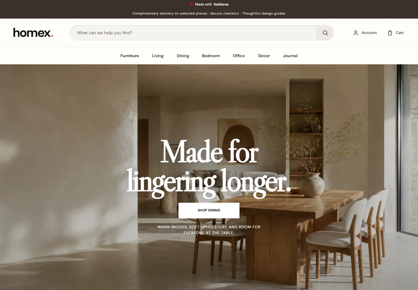 Homex Furniture and home ecommerce storefront preview